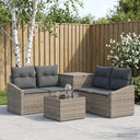 vidaXL Sofa Set 6 pcs Black Poly Rattan and Steel