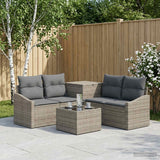 vidaXL Sofa Set 6 pcs Black Poly Rattan and Steel