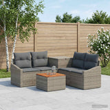vidaXL Sofa Set 6 pcs Black Poly Rattan and Steel