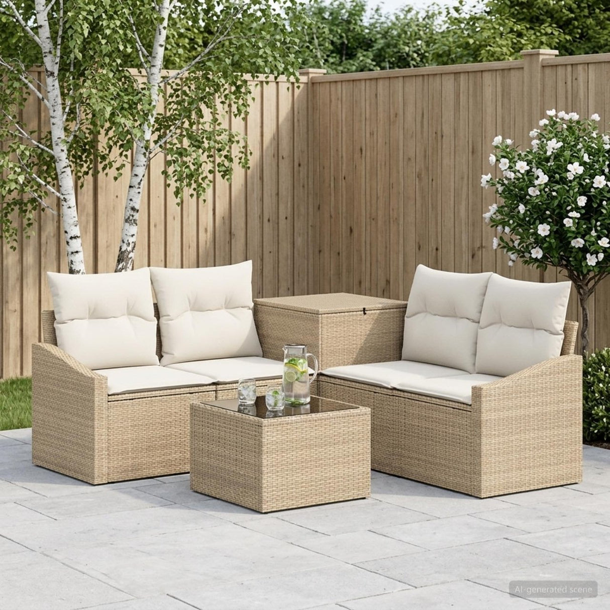vidaXL Sofa Set 6 pcs Black Poly Rattan and Steel