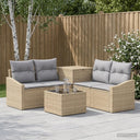vidaXL Sofa Set 6 pcs Black Poly Rattan and Steel