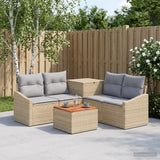 vidaXL Sofa Set 6 pcs Black Poly Rattan and Steel