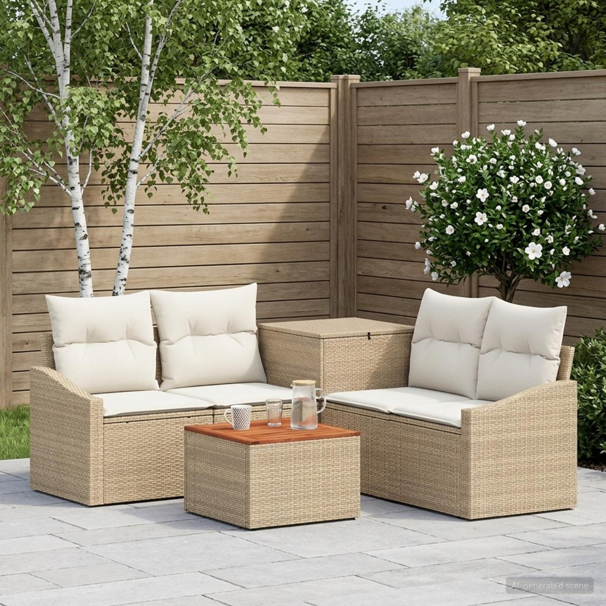 vidaXL Sofa Set 6 pcs Black Poly Rattan and Steel