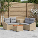 vidaXL Sofa Set 6 pcs Black Poly Rattan and Steel