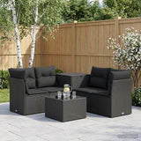 vidaXL Bankstel 6 st Zwart Poly Rattan en Staal
