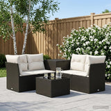 vidaXL Bankstel 6 st Zwart Poly Rattan en Staal