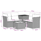 vidaXL Bankstel 6 st Zwart Poly Rattan en Staal