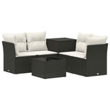 vidaXL Bankstel 6 st Zwart Poly Rattan en Staal