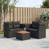 vidaXL Bankstel 6 st Zwart Poly Rattan en Staal