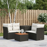 vidaXL Bankstel 6 st Zwart Poly Rattan en Staal