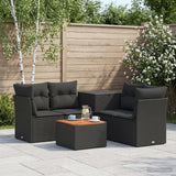 vidaXL Bankstel 6 st Zwart Poly Rattan en Staal