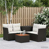 vidaXL Bankstel 6 st Zwart Poly Rattan en Staal