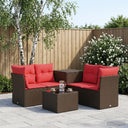 vidaXL Bankstel 6 st Zwart Poly Rattan en Staal