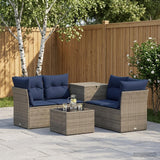 vidaXL Bankstel 6 st Zwart Poly Rattan en Staal