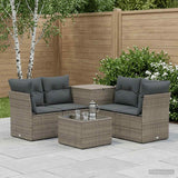vidaXL Bankstel 6 st Zwart Poly Rattan en Staal