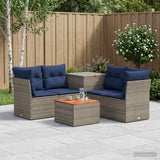 vidaXL Bankstel 6 st Zwart Poly Rattan en Staal