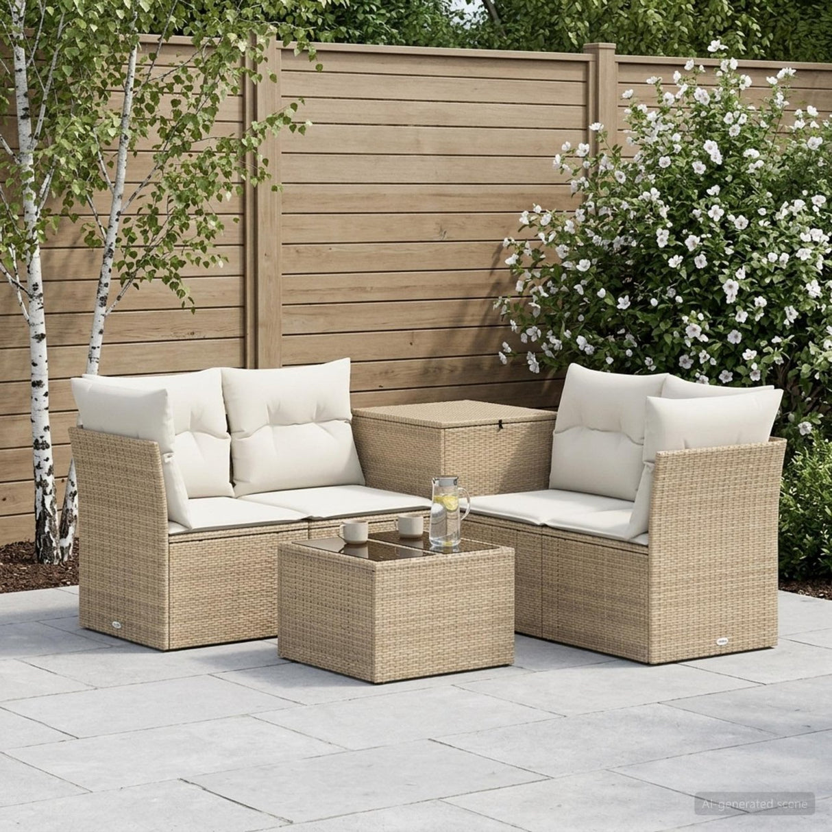 vidaXL Bankstel 6 st Zwart Poly Rattan en Staal