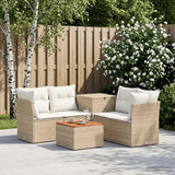 vidaXL Bankstel 6 st Zwart Poly Rattan en Staal