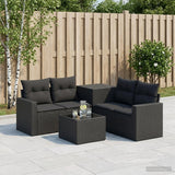 vidaXL Bankstel 6 st Zwart Poly Rattan en Staal