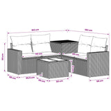 vidaXL Bankstel 6 st Zwart Poly Rattan en Staal