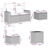 vidaXL Bankstel 6 st Zwart Poly Rattan en Staal