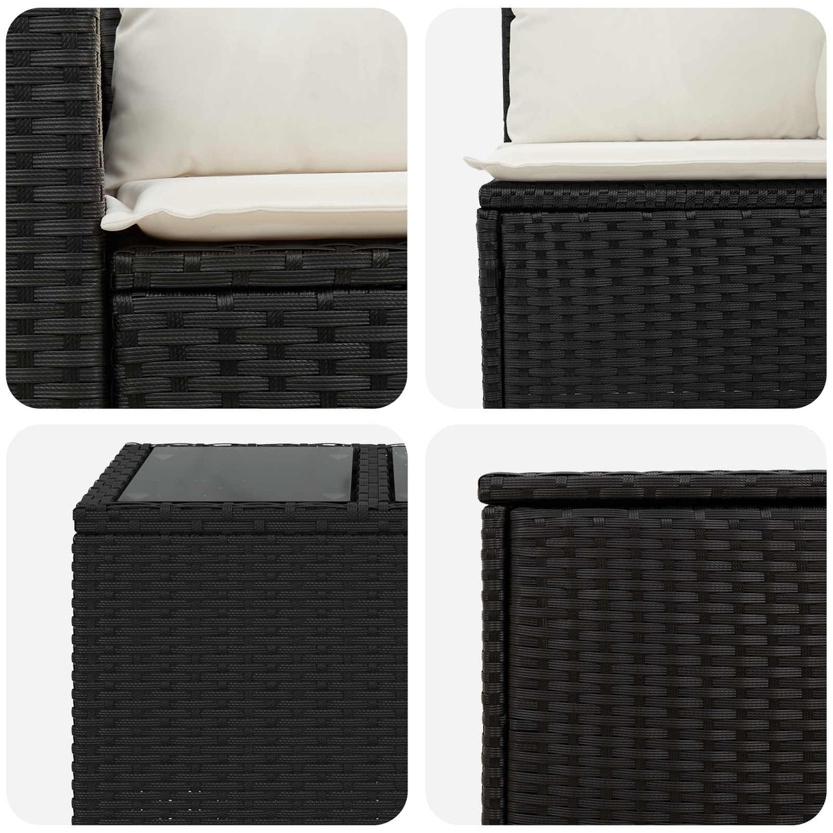 vidaXL Bankstel 6 st Zwart Poly Rattan en Staal