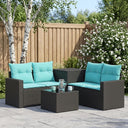 vidaXL Bankstel 6 st Zwart Poly Rattan en Staal