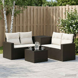 vidaXL Bankstel 6 st Zwart Poly Rattan en Staal