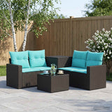 vidaXL Bankstel 6 st Zwart Poly Rattan en Staal