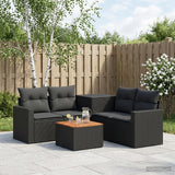 vidaXL Bankstel 6 st Zwart Poly Rattan en Staal