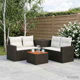vidaXL Bankstel 6 st Zwart Poly Rattan en Staal