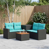 vidaXL Bankstel 6 st Zwart Poly Rattan en Staal