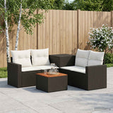 vidaXL Bankstel 6 st Zwart Poly Rattan en Staal