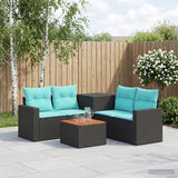 vidaXL Bankstel 6 st Zwart Poly Rattan en Staal
