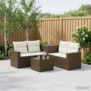 vidaXL Bankstel 6 st Zwart Poly Rattan en Staal