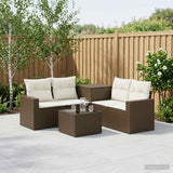 vidaXL Bankstel 6 st Zwart Poly Rattan en Staal