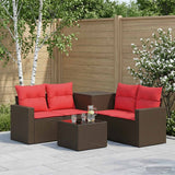 vidaXL Bankstel 6 st Zwart Poly Rattan en Staal