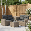vidaXL Bankstel 6 st Zwart Poly Rattan en Staal