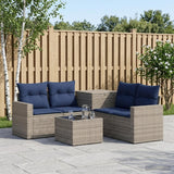 vidaXL Bankstel 6 st Zwart Poly Rattan en Staal