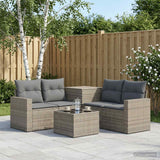 vidaXL Bankstel 6 st Zwart Poly Rattan en Staal