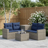 vidaXL Bankstel 6 st Zwart Poly Rattan en Staal