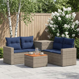 vidaXL Bankstel 6 st Zwart Poly Rattan en Staal