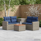 vidaXL Bankstel 6 st Zwart Poly Rattan en Staal