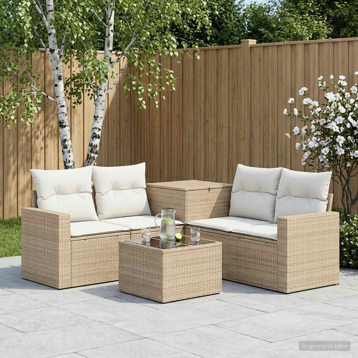 vidaXL Bankstel 6 st Zwart Poly Rattan en Staal