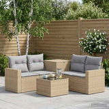 vidaXL Bankstel 6 st Zwart Poly Rattan en Staal