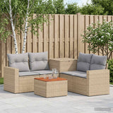 vidaXL Bankstel 6 st Zwart Poly Rattan en Staal
