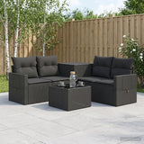 vidaXL 6-piece Sofa Set Black Poly Rattan and Steel