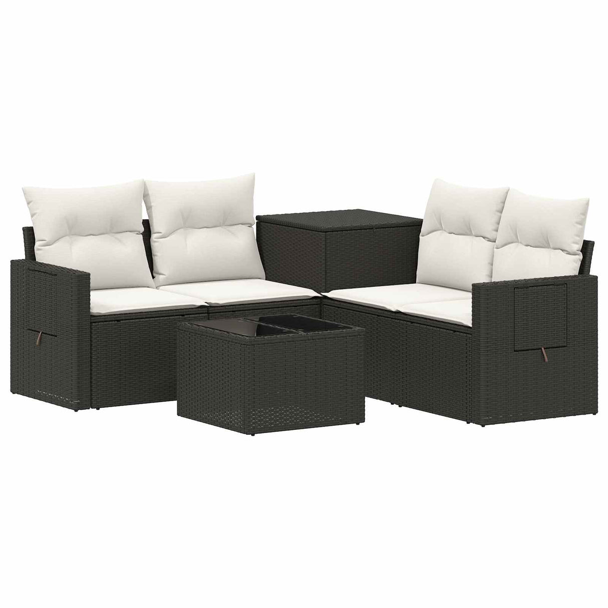 vidaXL 6-piece Sofa Set Black Poly Rattan and Steel