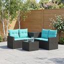 vidaXL 6-piece Sofa Set Black Poly Rattan and Steel