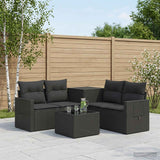 vidaXL 6-piece Sofa Set Black Poly Rattan and Steel